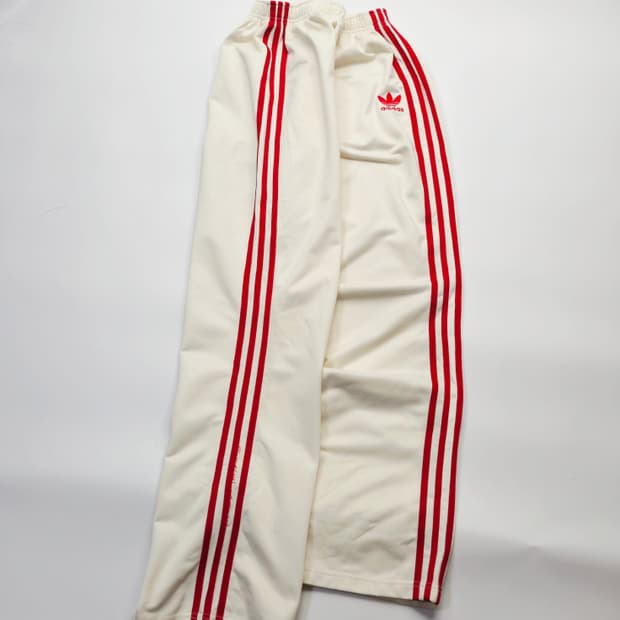 아디다스 아이보리x레드 트랙팬츠 트레이닝 저지 와이드 바지