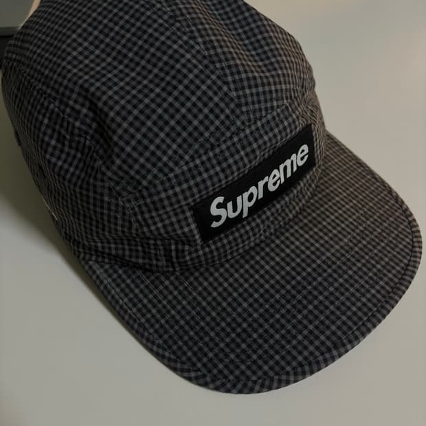슈프림 코듀라 플레이드 캠프캡 블랙 25ss