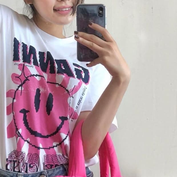 [S] 가니 러브 클럽 티셔츠 브라이트 화이트 핑크