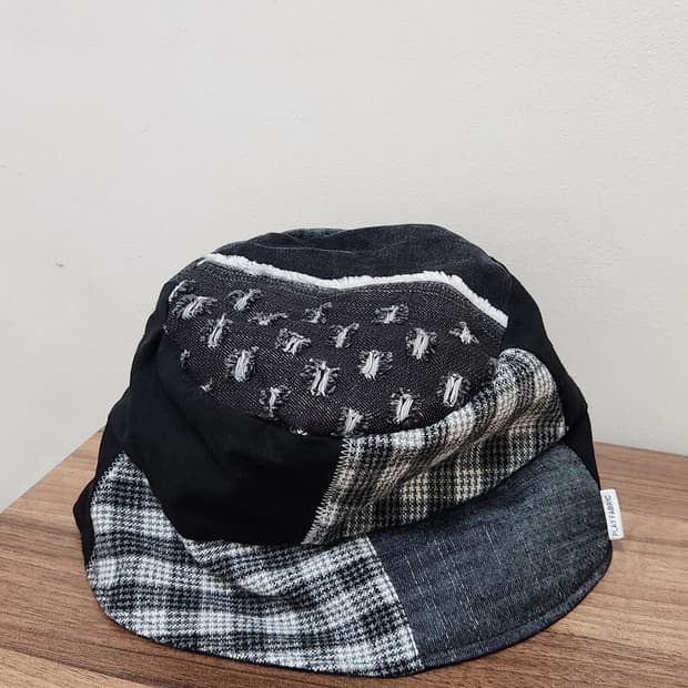 (no.5) 업사이클링 리버시블 패치워크 버킷햇 Black Mix