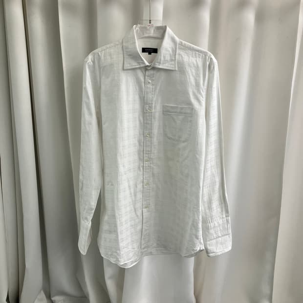 버버리 블랙라벨 화이트 커프스 셔츠 40