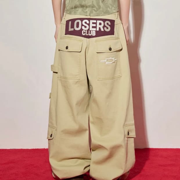 루저스클럽 멀티 카고포켓 와이드 면팬츠 베이지