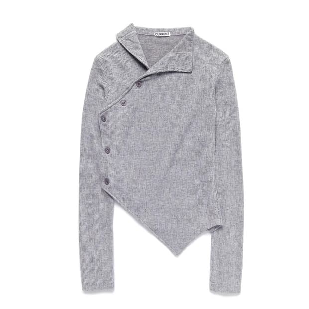 커렌트 OBLIQUE RIBBED CARDIGAN [LIGHT GREY]