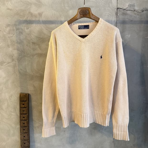 폴로 랄프로렌 코튼 브이넥 니트 100