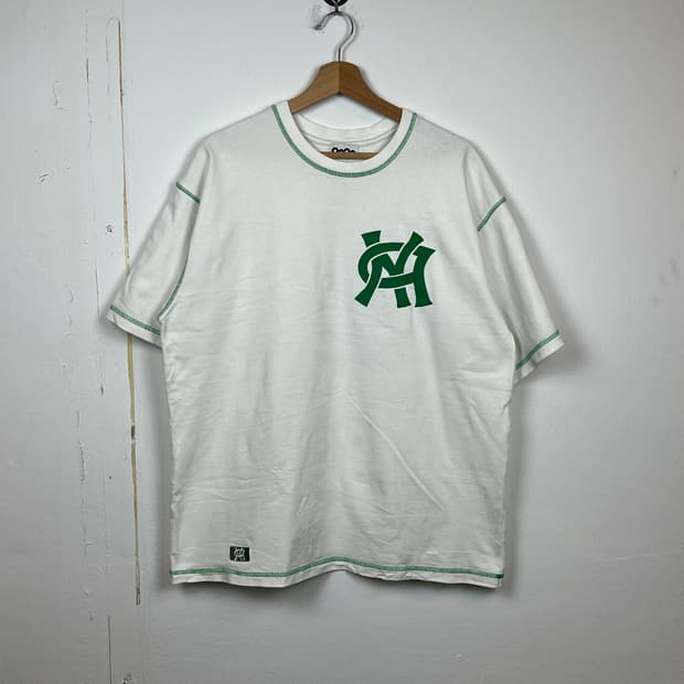 JPN 9090 화이트 프린팅 헤비코튼 반팔 티셔츠 XL