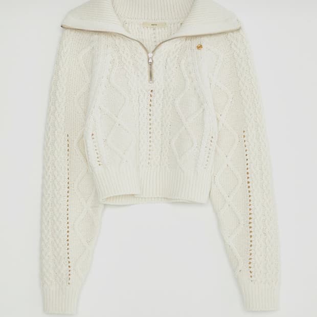 렉토  CABLE ZIP COLLAR KNIT 케이블 니트 집업