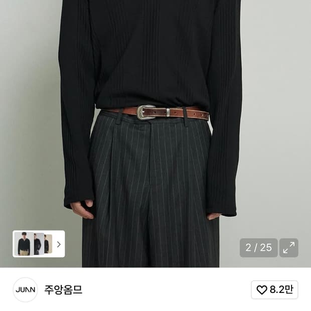 JUNN 헨리넥 롱 슬리브 티셔츠 블랙ㅣ