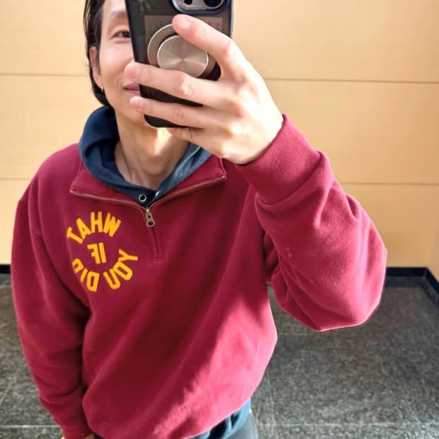 컬렉트피시스 Q 집업 스웨트 버건디 S