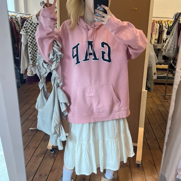 갭 딸기우유 기모 후드