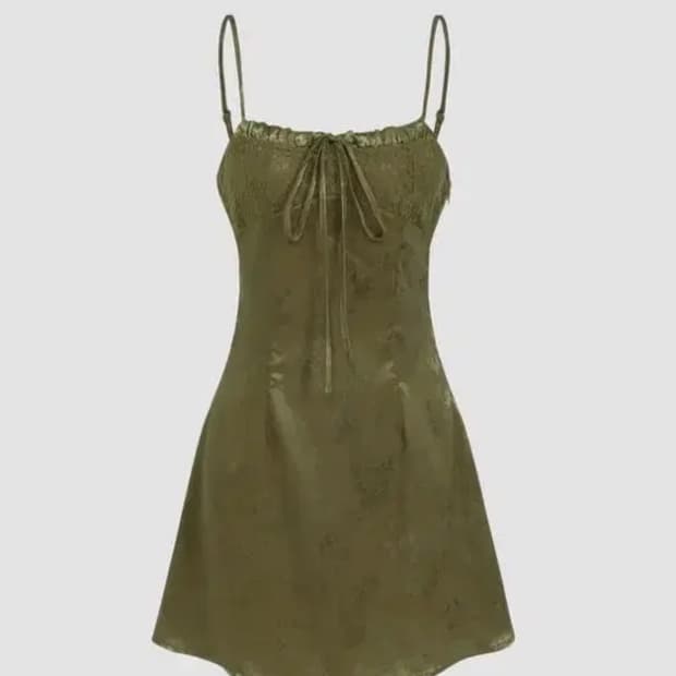 샵사이다 새틴원피스  카키