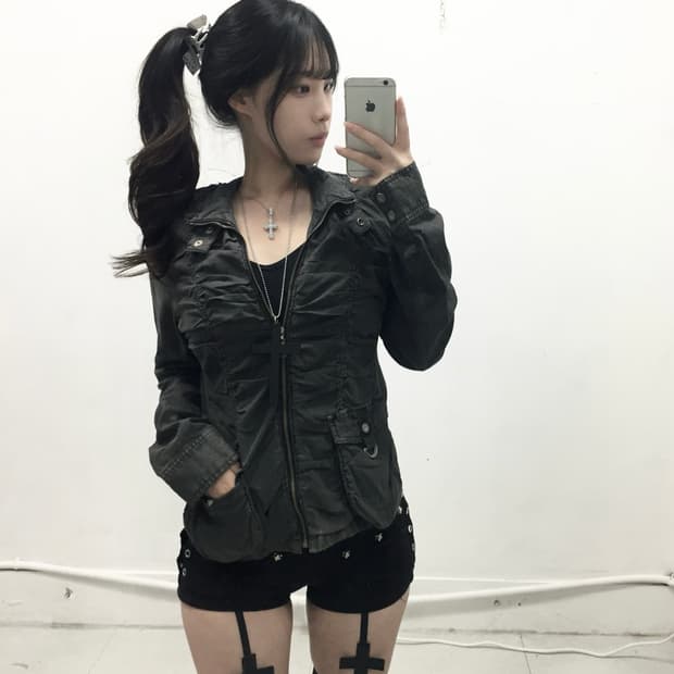 y2k 펑크 포켓 셔링 자켓