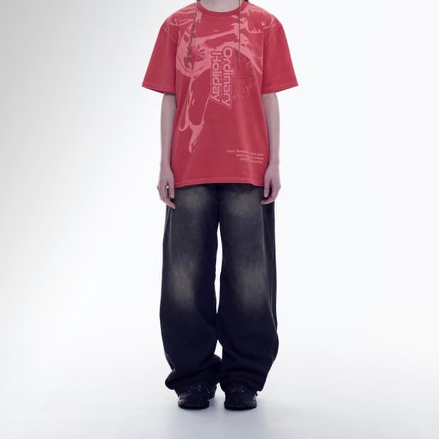 오디너리 홀리데이 라인데님 와이드 팬츠 M