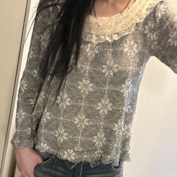 japan vintage floewr lace knitwear