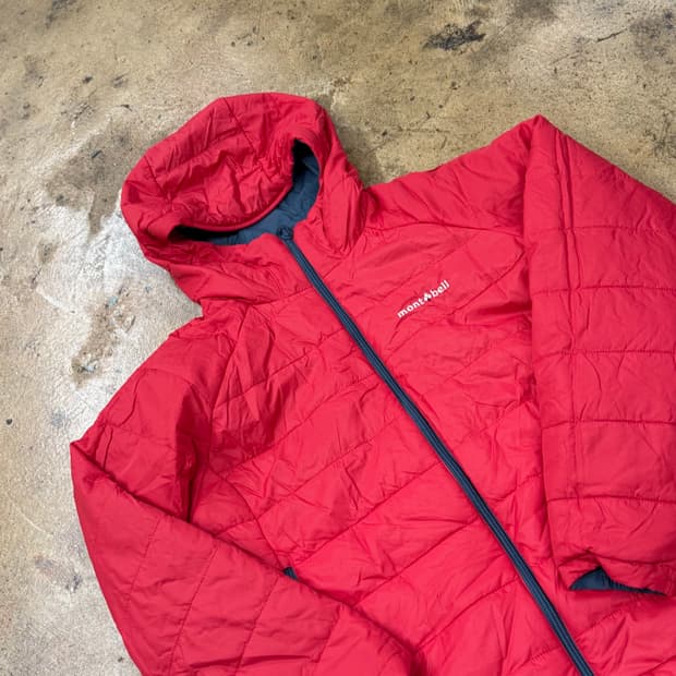 [정품/L] 몽벨 경량 후드 패딩 레드 b18