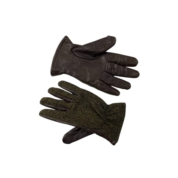 tweed leather gloves