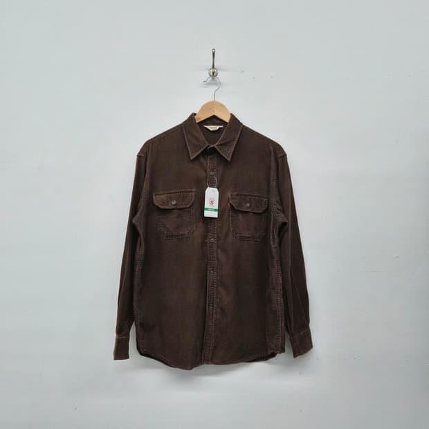 리바이스 브라운 코듀로이 워크 셔츠  남녀공용 M