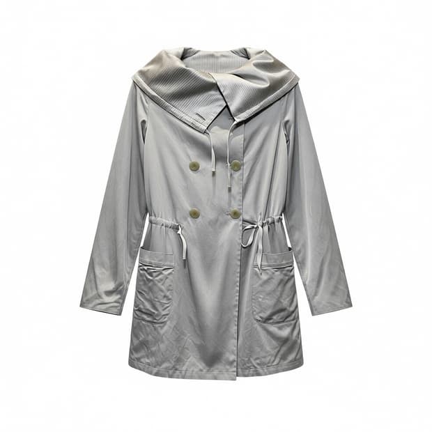 조르지오 아르마니 자켓 빅카라 실크안감 허리 스트링 디테일 그레이 그레이