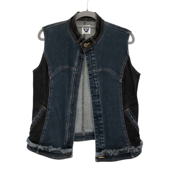 히로코비스 배색 데님 탑&베스트 자켓