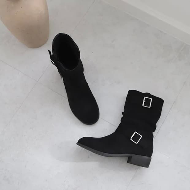 버클 부츠 [스웨이드 블랙]