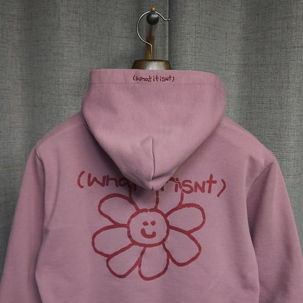 와릿이즌 플라워 핑크 크롭 후드티 핑크