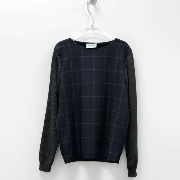 Solid Homme Wool Blend Grid Knit Sweater
