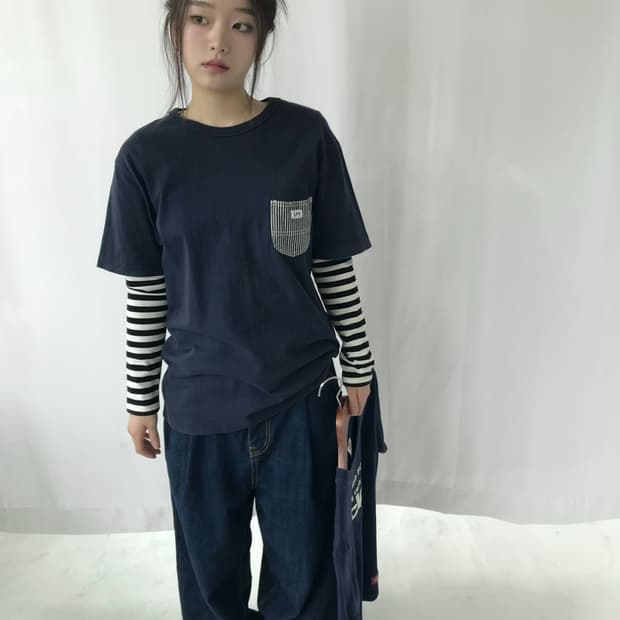 Lee 스트라이프 포켓 티셔츠 