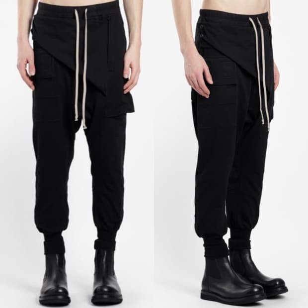 릭오웬스 18SS 다크쉐도우 멤피스 프리즈너 드로우스트링 조거 팬츠 블랙