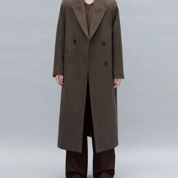 아우브아워 캐시미어 테일러드 코트 브라운