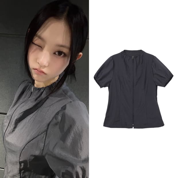 페스토 퍼프 셔링 집업 자켓 다크문