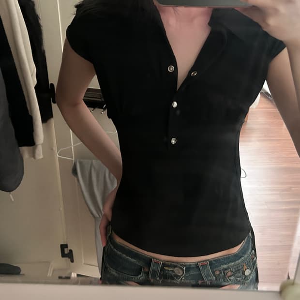 오리엔탈 캡소매 셔링 반팔티