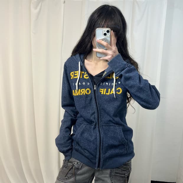 Hollister Navy Zip Hoodie