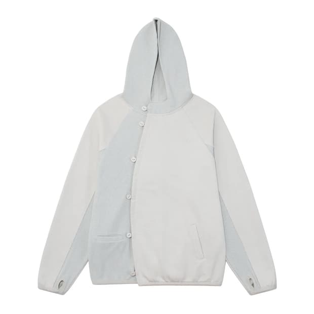 [S] 더콜디스모먼트 커브드 버튼 와플 자켓 스카이블루