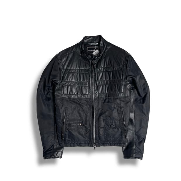 Emporio armani 레더 블럭 자켓