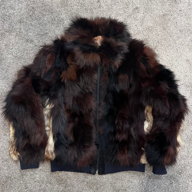 한양모피 브라운/베이지 믹스컬러 사가폭스 집업M