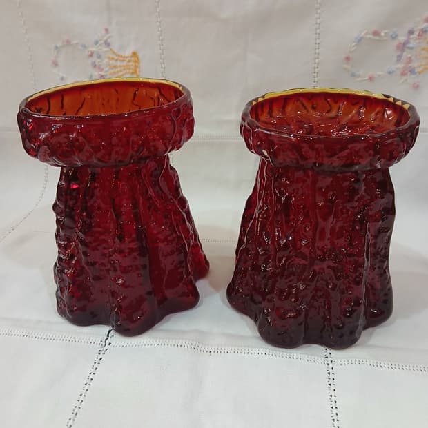 미국 빈티지 앰버리나 플레임 바크 트리 트렁크 필라 캔들 홀더