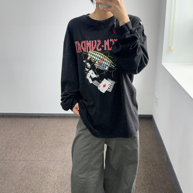 Fetch 페치 프린팅 블랙 롱슬리브 