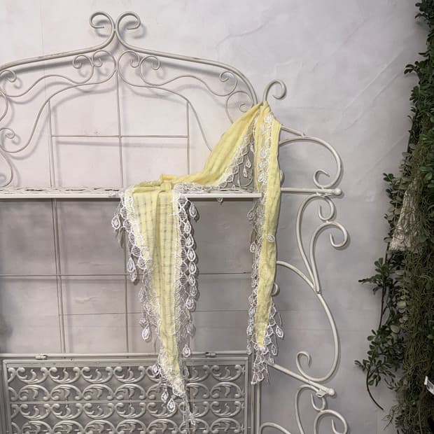 Lemon ethnic lace cotton scarf