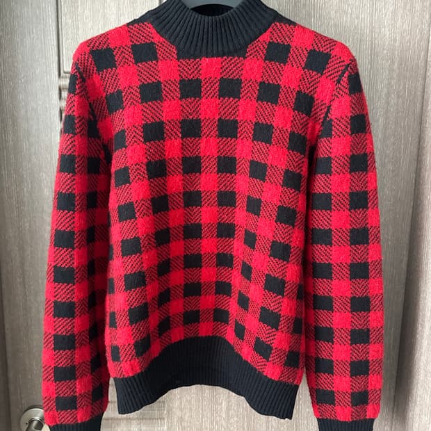 생로랑 14시즌 에디슬리먼 모크넥 체크니트 M