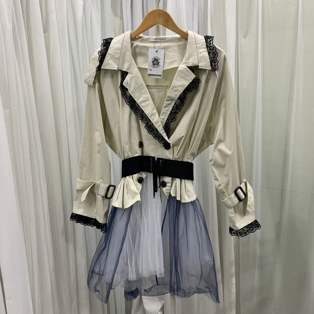 일본 빈티지 &.NOSTALGIA 튈스커트 일체형 트렌치 코트 1708