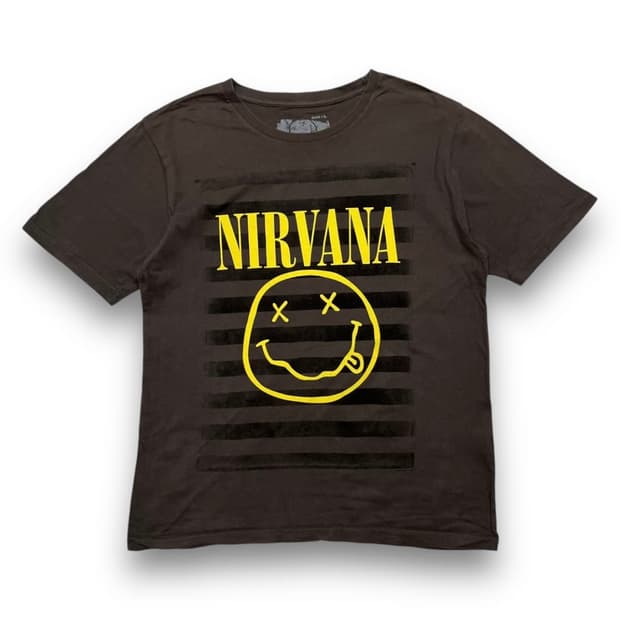 너바나 2014s 스마일 로고 락밴드 빈티지 티셔츠