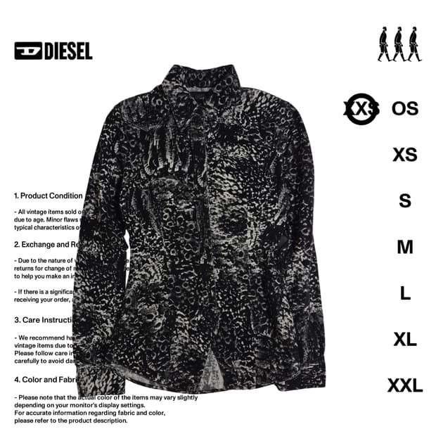 디젤 레오파드 패턴 셔츠 XXS 사이즈
