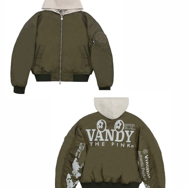 반디 더 핑크 후디드 봄버 MA-1 자켓 밀리터리 그린