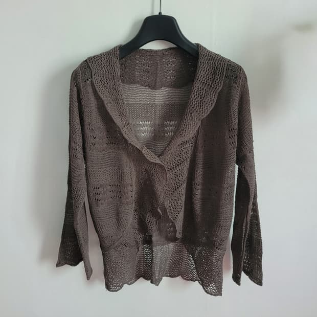 그레이브라운 그런지 프릴 가디건