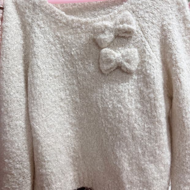 교/판 리즈리사 리본 니트 라떼갸루