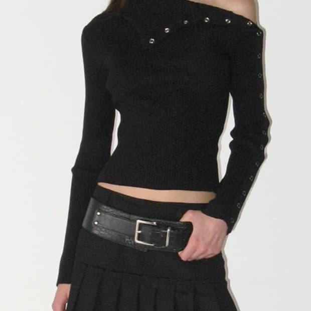 썬번프로젝트  Two-way Snap Knit투웨이 스냅 니트 블랙