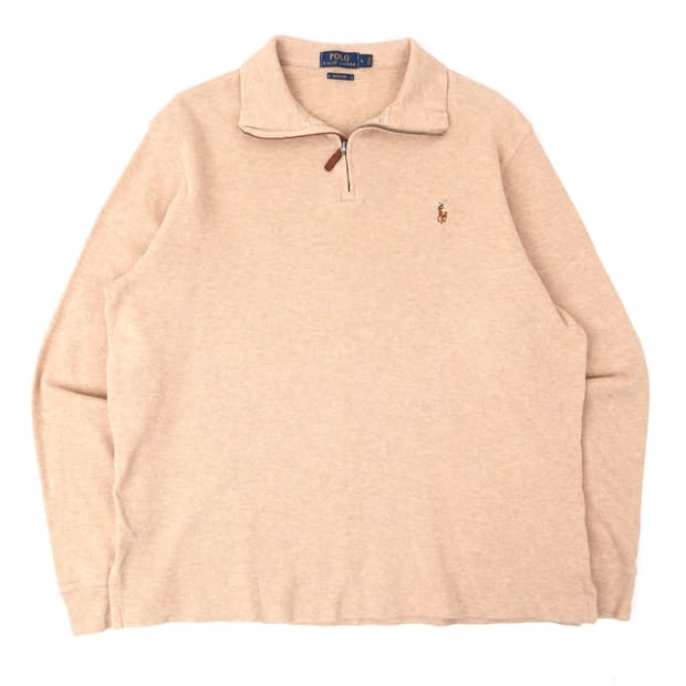 폴로 랄프로렌 베이지 하프집업 에스테이트 리브 니트