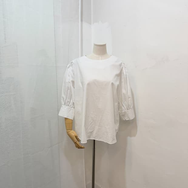 화이트 오버핏 칠부블라우스 코튼여름블라우스 4909