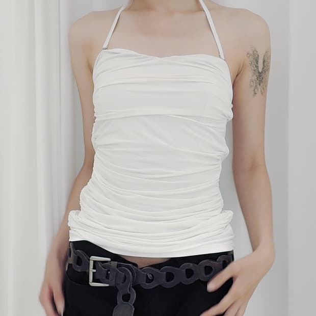 Shirring Drape Halter-neck Top