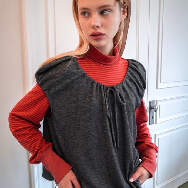 예디 아카이브 니트 셔링 베스트 + 폴라티 세트