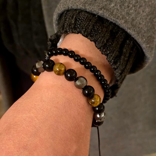 타이거아이 & 블랙 스톤 원석 팔찌 세트